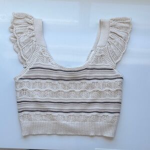 Cream Striped Crochet Maxi Skirt